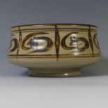 Agnete/Anita Hoy (1914-2000) for Bullers; studio pottery footed Bowl, in oatmeal glaze with brown