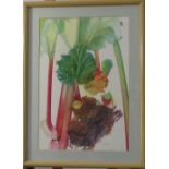 Joyce Cuming (British, 20th/21st century), Rhubarb, watercolour, signed "J. P. Cuming" and dated