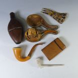 A cased white metal and amber mounted Meerschaum Pipe, in the form of a beasts claw, in fitted case,