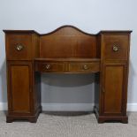 An Edwardian mahogany bowfront pedestal Sideboard, with cellarette drawer and boxwood stringing, W