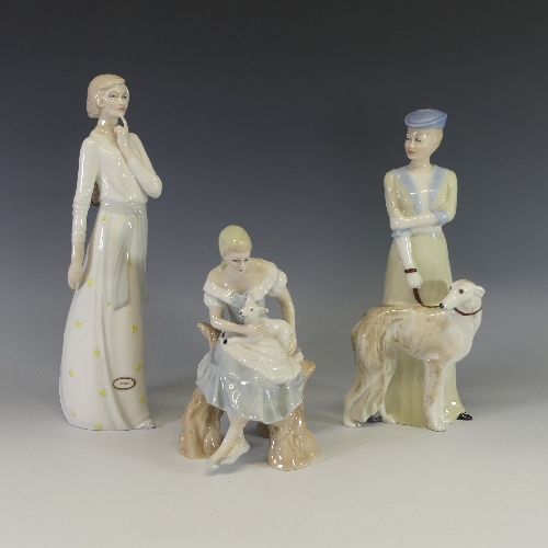 A Royal Doulton Reflections figure of 'Shepherdess', together with 'Park Parade' and 'Pensive', - Image 3 of 7