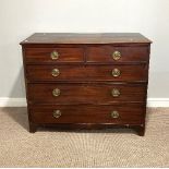 A George III mahogany Chest of Drawers, two short drawers over 3 long drawers, raised on bracket
