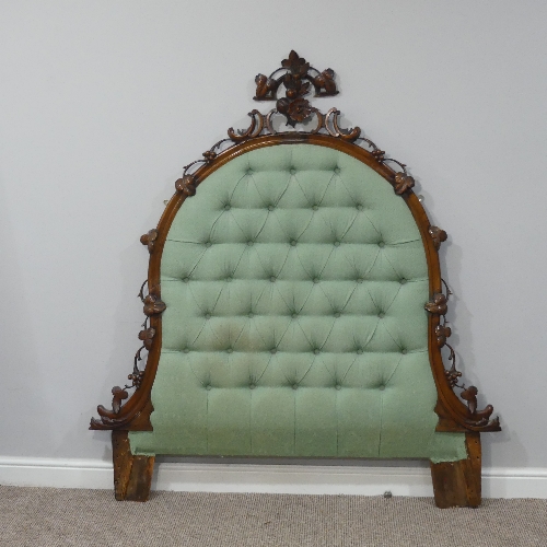 A Victorian mahogany overmantle Mirror Frame (converted into a Headboard), with ornately carved - Image 2 of 6