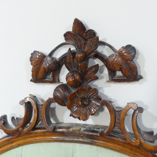 A Victorian mahogany overmantle Mirror Frame (converted into a Headboard), with ornately carved - Image 4 of 6
