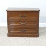An Oriental hardwood low Chest of Drawers, comprising three long drawers, on plinth base, W 79cm x D