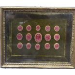 A group of fifteen Grand Tour red wax Intaglio Seals, depicting various Roman Emperors, in glazed