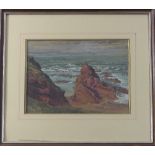 Charles Napier Hemy (attrib.) (1841-1917), Rocky coastal landscape, watercolour, 23cm x 32cm,