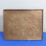 An Arts & Crafts Keswick School Copper Tray, of rectangular form with folded edge, decorated with