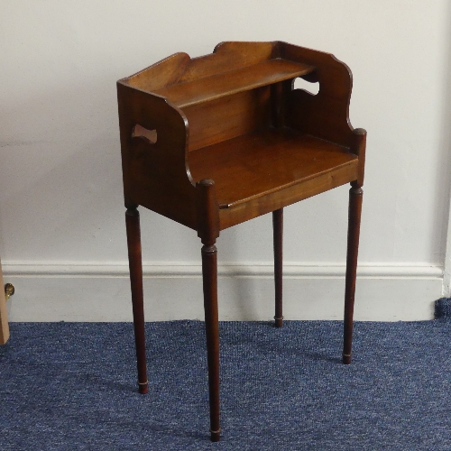 A 19thC mahogany Bookstand, with galleried back and two shelves, on rounded tapering legs, W 46cm - Image 2 of 8