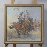 Percy Hague Jowett (British, 1882-1955), Military scene with mounted lancers, pastels, signed "P. H.