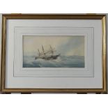 Richmond Markes (British, fl.1860-1880), In Stormy Waters, watercolour, signed "RM", 13cm x 26cm,
