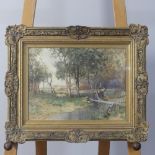 John R. Miller (British, 1880-1912), Dutch river landscape, watercolour, signed, 25cm x 34cm,