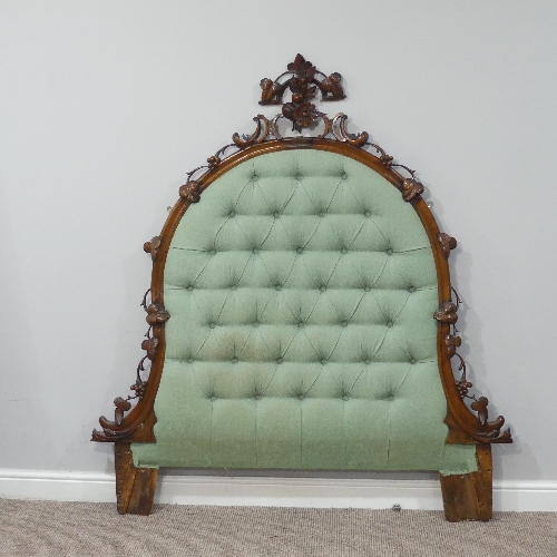 A Victorian mahogany overmantle Mirror Frame (converted into a Headboard), with ornately carved - Image 3 of 6