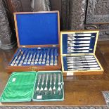 Two cased sets of silver plated Cutlery, one with lift out tray and the other with mother of pearl