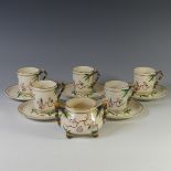 A quantity of Victorian Brownhills Pottery Co tea wares, decorated with bamboo style design,