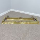 A Victorian brass fire Curb or Fender, with pierced and moulded decoration, L 150cm, together with