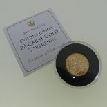 An Elizabeth II 'Golden Jubilee' gold Sovereign, dated 2002, in perspex case with certificate from