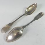 A pair of Scottish Provincial silver fiddle pattern Table Spoons, by Alexander Cameron, Dundee (