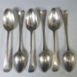 A matched set of six George III silver Old English pattern Dessert Spoons, three by George Smith (