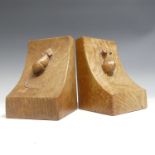A pair of Robert 'Mouseman' Thompson oak Bookends