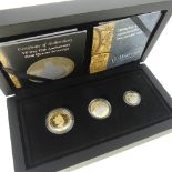 An Elizabeth II gold Sovereign, gold Half Sovereign and gold Quarter Sovereign, dated 2020, each