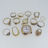 A quantity of damaged 9ct gold Ring Mounts, and other scrap / damaged 9ct gold, 20g, together with