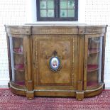 A Victorian inlaid walnut and gilt metal mounted Credenza, fitted central cupboard enclosed by