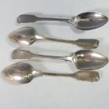 A set of four Scottish Provincial silver fiddle pattern Dessert Spoons, by Alexander Cameron, Dundee