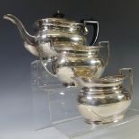 An Elizabeth II silver Tea Set, by E H Parkin & Co., hallmarked Sheffield, 1965, of plain ovoid form