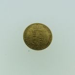 A Victorian gold Half Sovereign, dated 1892, with shield back.