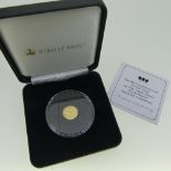 An Elizabeth II Tristan Da Cunha proof gold Quarter Sovereign, dated 2021, commemorating the '85th