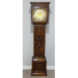 A mid-20thC German oak 8-day chiming Longcase Clock, with Kienzle movement chiming on four gongs and