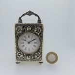 A late Victorian silver miniature carriage Timepiece, by Mappin & Webb, hallmarked London, 1895,