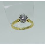 A single stone diamond Ring, the circular cut stone approx 1ct (6.19mm diameter x 4.24mm deep),