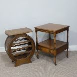 An reproduction mahogany bedside Table, with under tier and drawer, on castors, W 48cm x D 42cm x