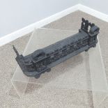 A Victorian cast iron Fire Grate, L 67cm, together with a black painted metal Kettle (2)