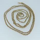 A 15ct gold circular link Chain, joined together by a suspension clip, 138cm long, approx weight