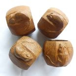 Workshop of Robert Mouseman Thompson (Kilburn), four oak Napkin Rings, of octagonal form, each