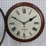 A reproduction antique style mahogany cased fusee Wall Clock, the 31cm dial with black Roman numera