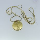 A George III gold Guinea, dated 187, with 'spade' shield reverse, drilled and suspended on an 18ct