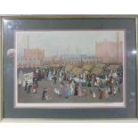 Helen Bradley (1900-1979), Hollinwood Market, print in colours, signed by the artist in pencil, Fine