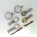 A quantity of Wristwatches and Pocket Watches, vintage and later, including Curtiss, Emilia,