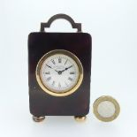 An Edwardian 9ct gold mounted tortoiseshell miniature carriage Timepiece, hallmarked London, 1906,