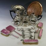 A George V silver mounted five piece Dressing Table Set, by Mappin & Webb, hallmarked London,