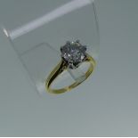 A diamond solitaire Ring, the brilliant cut stone approx 1.12ct, eight claw set in white gold, on an