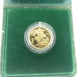 An Elizabeth II gold Sovereign, dated 1980, in perspex case and presentation box.