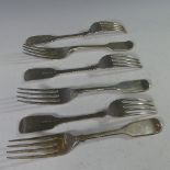 A set of six Victorian silver fiddle pattern Forks, by Samuel Hayne & Dudley Cater, hallmarked