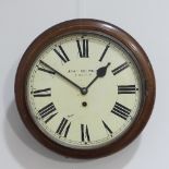 A mahogany circular Wall Clock, signed John Cockburn, Richmond, with painted dial, complete with