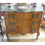 A 19th century style kingwood three-drawer Commode, in the French style, with green 'marble' top and