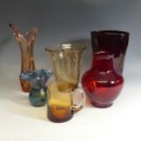 A Whitefriars spotted amber glass Vase, together with a quantity of other Whitefriars and